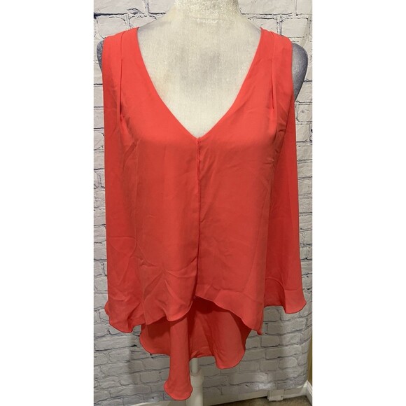 Soft Surroundings Tops - Soft Surroundings Sleeveless Lila Top Papaya Coral Layered Flyaway Back Large